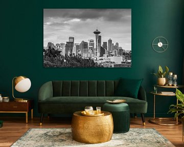 Skyline van Seattle met space needle van Ilya Korzelius