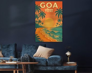 Goa Vintage Travel Poster – Tropical Beach Sunset & Palm Trees Art by Travel Shop