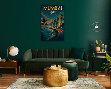 Mumbai Marine Drive Poster – Queen's Necklace & Art Deco Skyline Art by Travel Shop