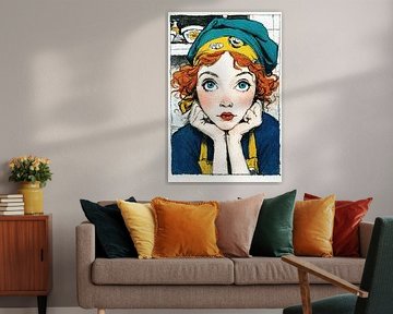 Woman's Kitchen | Neugierige Köchin in der Küche von OMG Art