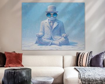 Bonhomme de neige méditant avec des lunettes sur La collection ARTEO