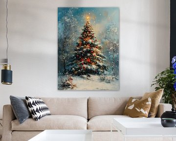 Arbre de Noël sur Peinture Abstraite
