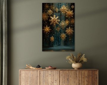 Snowflakes | Golden Flakes by Abstract Painting