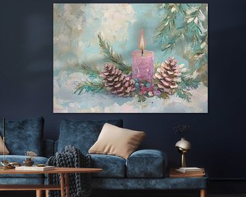 Bunte Weihnachtskerze