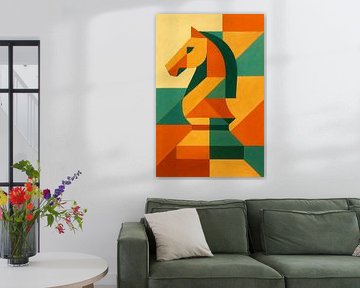 Chess knight geometric painting. by Gallery Hoppenbrouwers