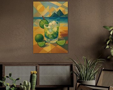 Caipirinha cocktail with limes painting. by Gallery Hoppenbrouwers