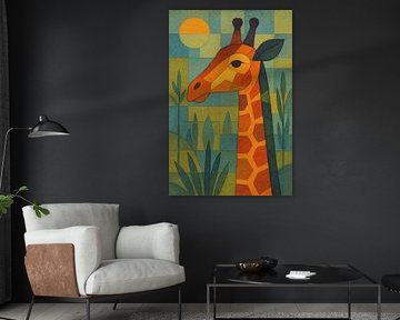 Giraffe geometric painting. by Gallery Hoppenbrouwers