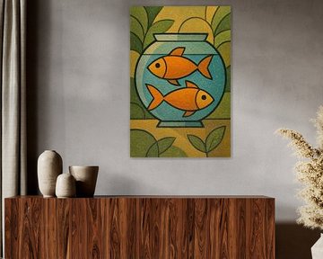 Goldfish in a fishbowl illustration by Gallery Hoppenbrouwers