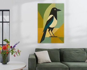 Magpie geometric illustration. by Gallery Hoppenbrouwers