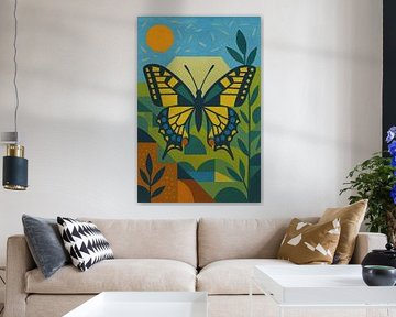 Queen Butterfly painting geometric illustration. by Gallery Hoppenbrouwers