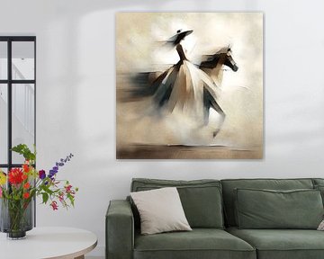 Femme abstraite sur un cheval sur FoXo Art