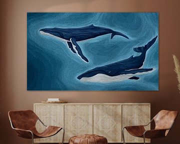 Humpback whales mosaic by Richard Laschon