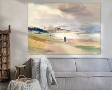 Hikers on the path to the coastal town by Niklas Maximilian