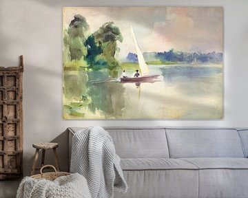 Sailboat in a quiet landscape