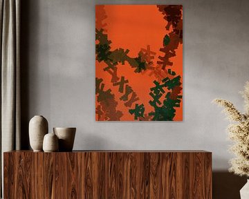 Art d'inspiration rétro en terre cuite, bronze, olive et vert camouflage II sur Dina Dankers