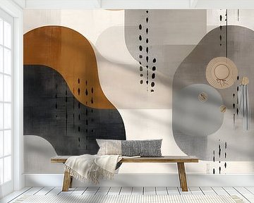 Monochromes Kunstwerk mit erdigen Akzenten