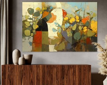 Figuur en Bladeren | Kleurrijke Beweging van ARTEO Schilderijen