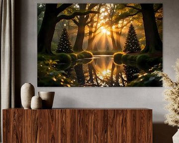 L'éclat des lumières dans la forêt enneigée