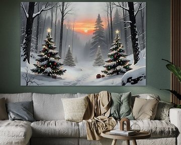 Arbres de Noël au coucher du soleil