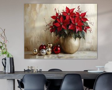 Fleurs rouges sur Peinture Abstraite