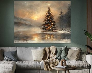 sapin de noël | sapin de noël lumineux sur Peinture Abstraite