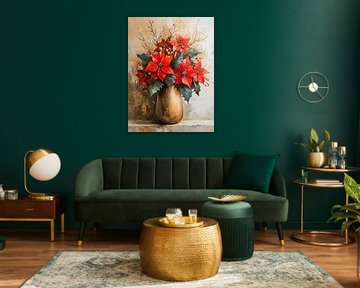 Étoiles de Noël | Étoile rouge sur Peinture Abstraite