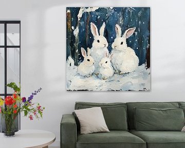 Winter rabbits | White Rabbits Winter by Wonderful Art