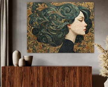 Woman With Gold Pattern | Green Woman by Art Whims