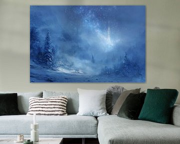 Château de glace sous le ciel étoilé de la Vallée enchantée