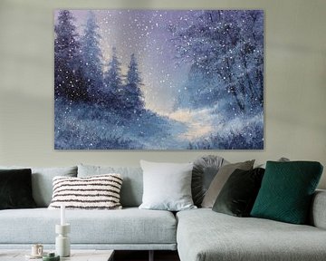 Chute de neige sur le sentier de l'hiver silencieux