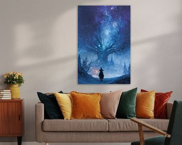 Arbre magique sous un ciel étoilé