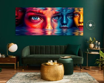 Faces between water light and suspended time - four women on the threshold between emergence, transformation and mysterious depths by AidasignArt