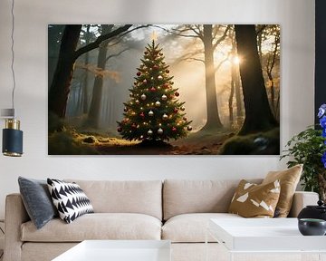 Lumières de fête dans la forêt crépusculaire