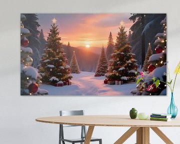 Soirée dorée et sapins de Noël