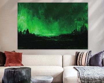 Landschaft im Grünlicht Abstrakte Stille von Eva Lee