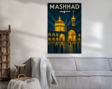 Mashhad Imam Reza Shrine Poster - Spirituelle goldene Kuppel & Nachthimmel Kunst