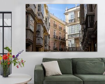 A street scene of a historic Mediterranean city, Atlantic Ocean. Cádiz, Andalusia, Spain. by Fotos by Jan Wehnert