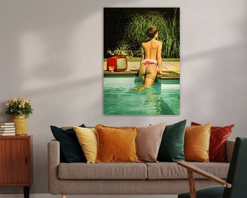 Vintage au bord de la piscine sur Dirk Lahuis