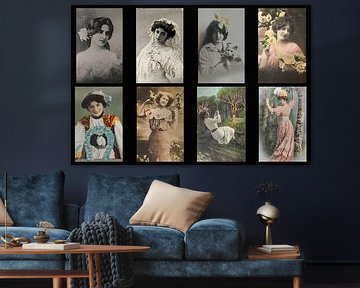 Several young women from the early 20th century on old by Patricia Hofmeester