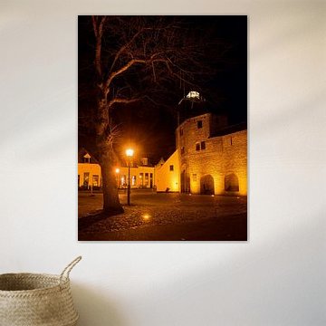 Piece of Vischmarkt with Harderwijk's Vischpoort