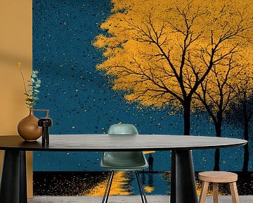 De Gouden Regen onder de Nachtboom | Waar Twee Geliefden Door Lichtgevende Bladeren Lopen