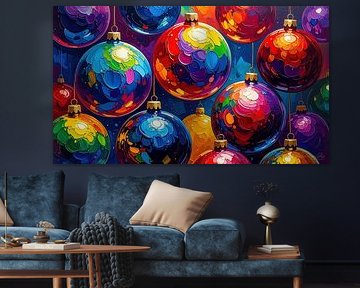 Christmas baubles in vibrant pastosity - shimmering spheres between crackle look and colourful lightness by AidasignArt