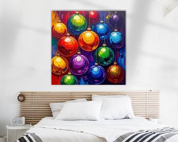 Floating Christmas baubles - pastose festivity between light, colour and poetic space (1 of 3) by AidasignArt