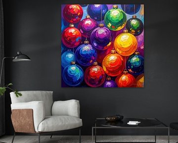 Floating Christmas baubles - pastose festivity between light, colour and poetic space (2 of 3) by AidasignArt
