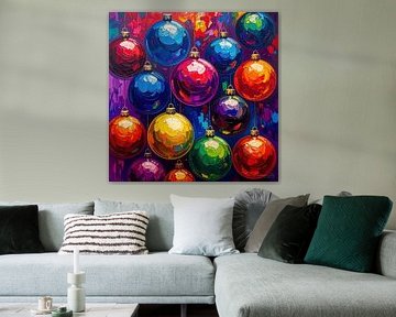 Floating Christmas baubles - pastose festivity between light, colour and poetic space (3 of 3) by AidasignArt