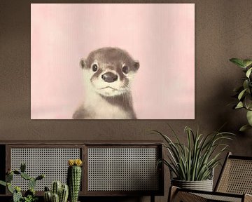 Young otter on pink by Niklas Maximilian