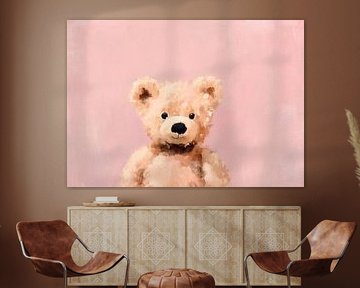 Teddy bear on pink by Niklas Maximilian