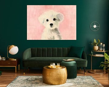 White dog on pink by Niklas Maximilian