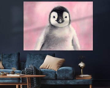 Junger Pinguin auf Rosa von Niklas Maximilian