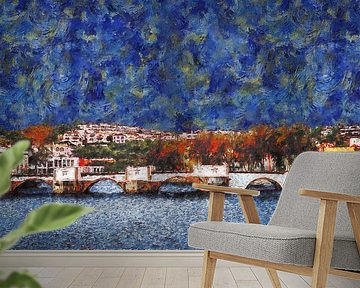 Ponte Romana in Tavira in de stijl van Vincent van Gogh (kunst)